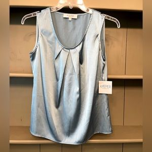 Kasper Separates Metallic Blue Satin Tank Top